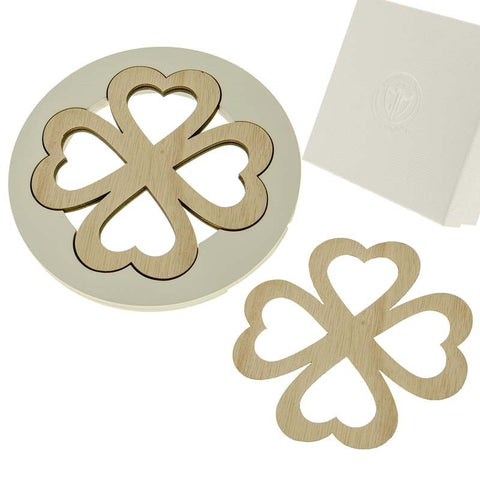 sottopentola in legno quadrifoglio bomboniere