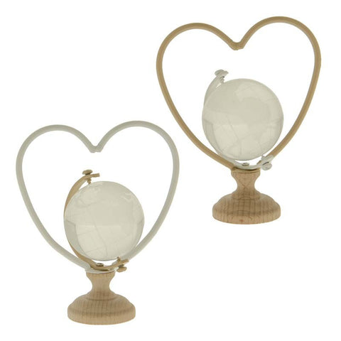 2 pezzi mappamondi bomboniere vetro e legno nozze tema viaggio