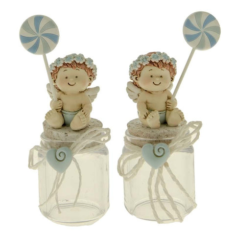 barattoli per confetti con angioletti bomboniere nascita bambino