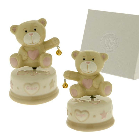 carillon orsetto rosa bomboniere battesimo femminuccia