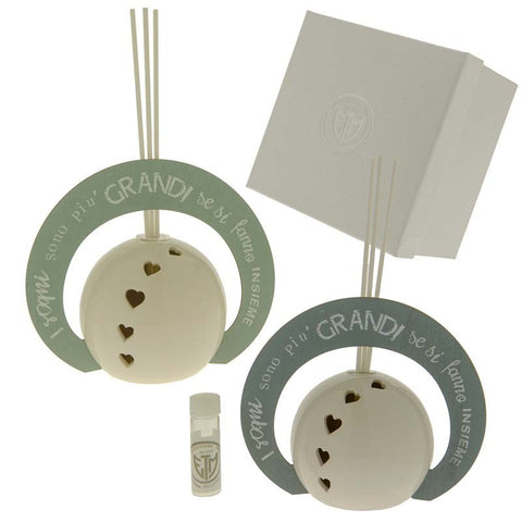 profumatori casa sfera in porcellana e legno con frasi