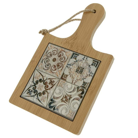 bomboniere legno tagliere decoro maioliche