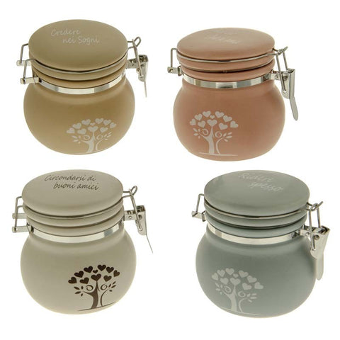 barattoli chiusura ermetica in porcellana con decorazione