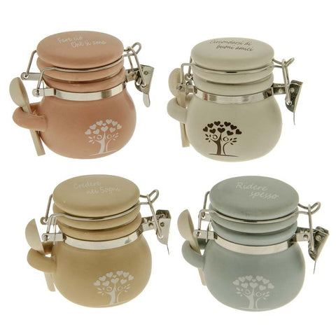 vasetti ermetici in porcellana con albero della vita e frasi