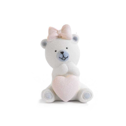 orsetti con cuore e fiocco rosa bomboniere nascita e battesimo