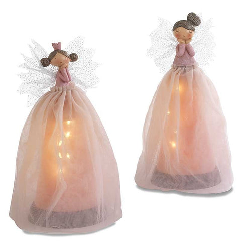 BOMBONIERE FATINE SPIRITOSE 25.3CM IN RESINA E STOFFA CON LUCE