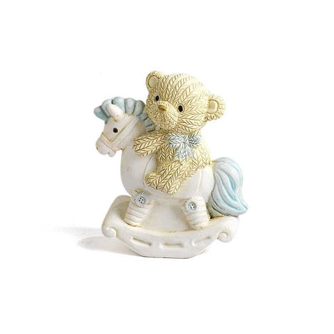 BOMBONIERA ORSETTO CAVALLO DONDOLO CELESTE 5.4 CM NASCITA E