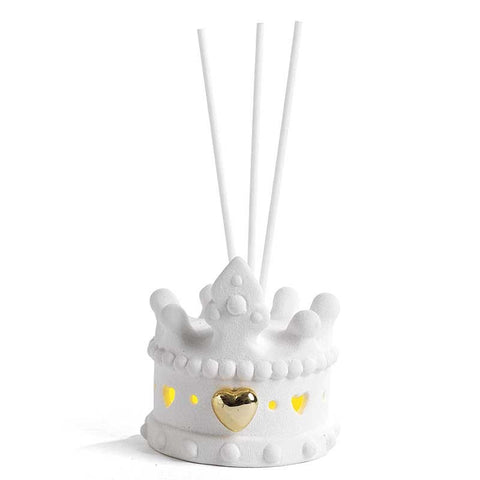 PROFUMATORE AMBIENTE CERAMICA BOMBONIERE CORONA CON CUORE ORO E