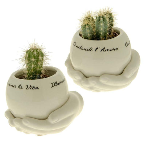 vaso per piante in porcellana con mani e frasi bomboniere