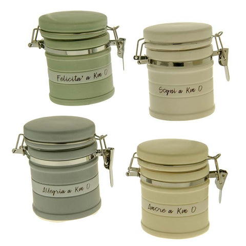 barattoli chiusura ermetica in ceramica 4 colori con frasi