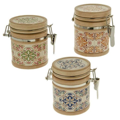 barattoli con chiusura ermetica in ceramica fantasia maiolica