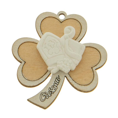 gessetti bomboniere cresima con trifoglio in legno
