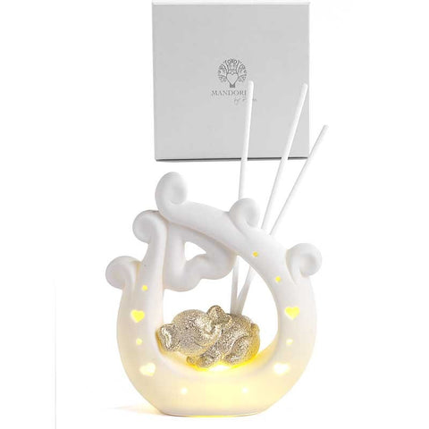 profumatori ambiente cuore ed elefantino in porcellana con luce