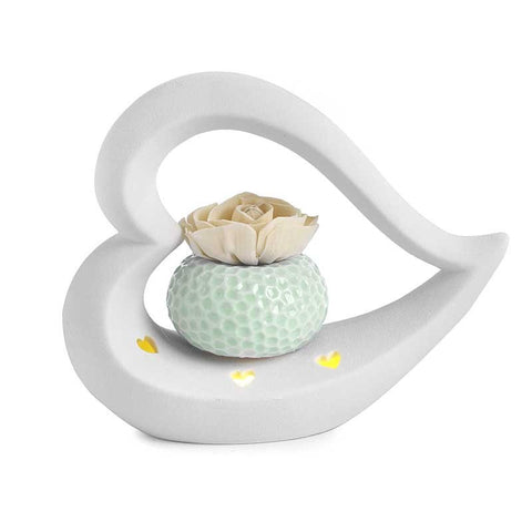 profumatore ambiente cuore in porcellana con luce led