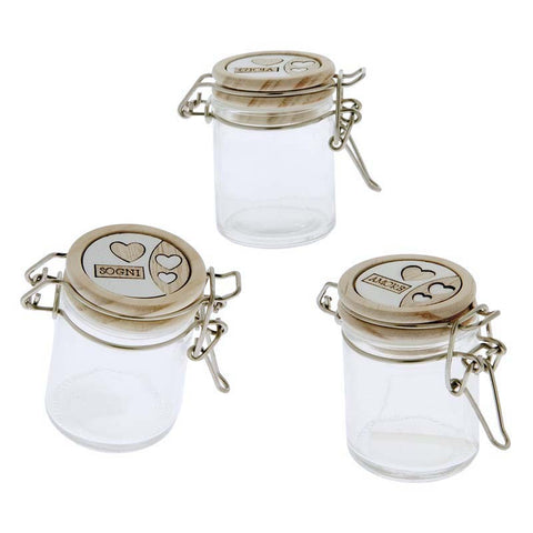 bomboniere vetro barattoli ermetici con tappo in legno e frasi