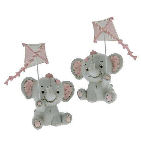 12 PEZZI ELEFANTINO CON AQUILONE ROSA BOMBONIERE NASCITA BAMBINA