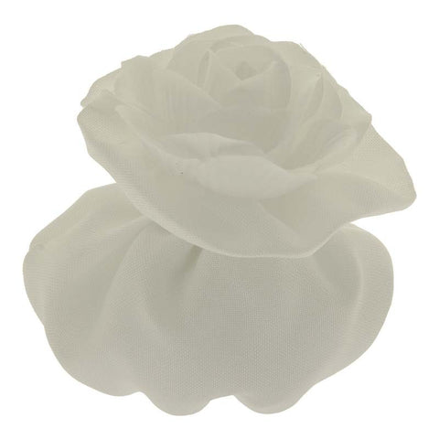 SACCHETTI STOFFA BOMBONIERE CON FIORE CIUFFO CM.13 BIANCO