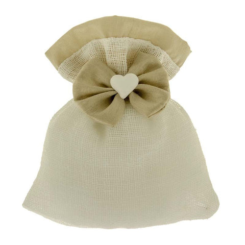 SACCHETTI PER CONFETTI ECONOMICI CON FIOCCO E CUORE CM.10X12