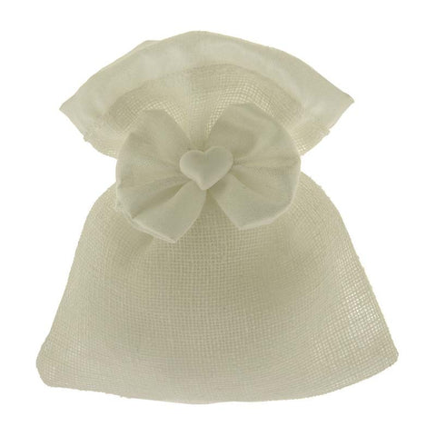 SACCHETTI ECONOMICI CON FIOCCO E CUORE CM.10X12 BIANCO
