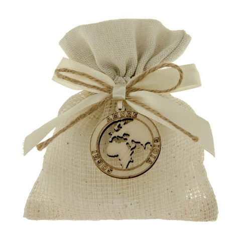 SACCHETTI CONFETTI MATRIMONIO FAI DA TE CON MONDO IN LEGNO E