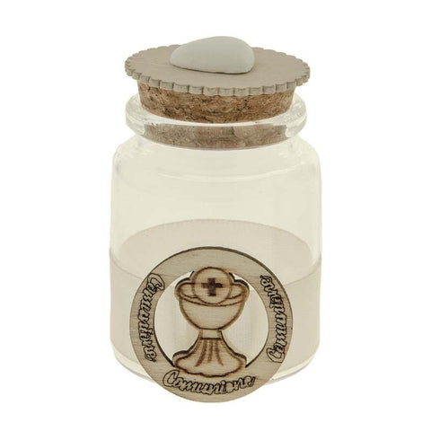 BARATTOLINI PORTACONFETTI CON CALICE IN LEGNO PER COMUNIONE H.7