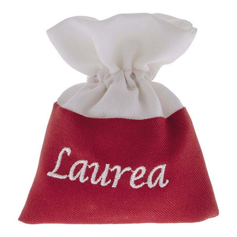 SACCHETTI CONFETTI LAUREA IN TESSUTO ROSSO E BIANCO CM.10X12