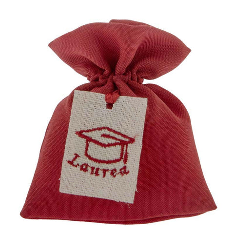 SACCHETTI ROSSI PER LAUREA RICAMATI CM.10X12