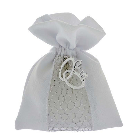 SACCHETTI 25 ANNI DI MATRIMONIO CON CIONDOLO FEDI CM.10X12