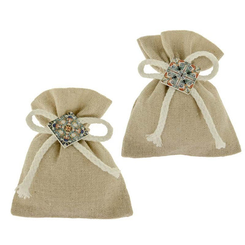 SACCHETTI BOMBONIERE MATRIMONIO NATURAL MOSAICO BAG CM.10X12