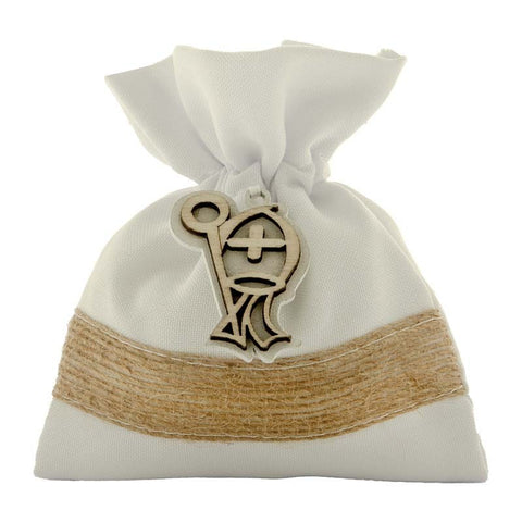 sacchetti confetti cresima fai da te con applicazione in legno