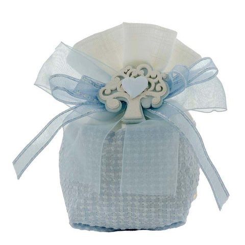 sacchettini battesimo bimbo con albero della vita e cuore