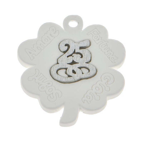 gessetti quadrifoglio con 25 e fedi bomboniere nozze argento