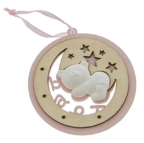 gessetti orsetto con appendino in legno rosa