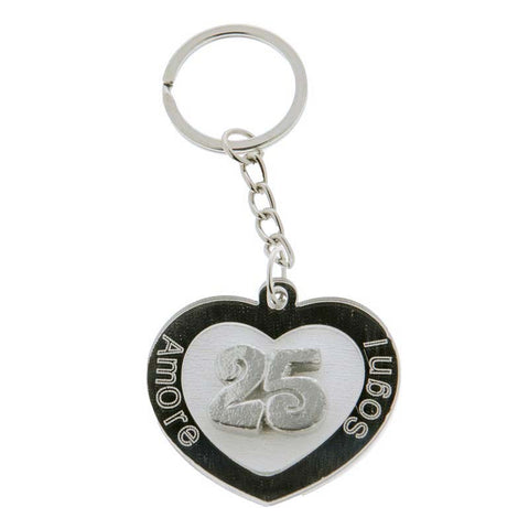 12 pezzi portachiavi a forma di cuore 25° anniversario in