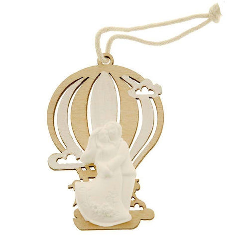 12 pezzi decorazioni in legno mongolfiera con gessetto coppia