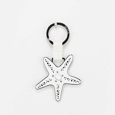 PORTACHIAVI SMALTATO STELLA MARINA BIANCO E BEIGE