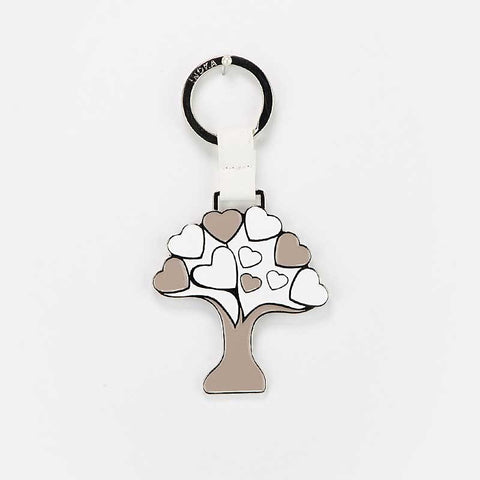 PORTACHIAVI SMALTATO ALBERO DELLA VITA BIANCO E BEIGE