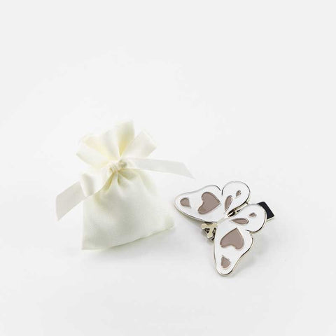 clip con magnete farfalla bianco e beige