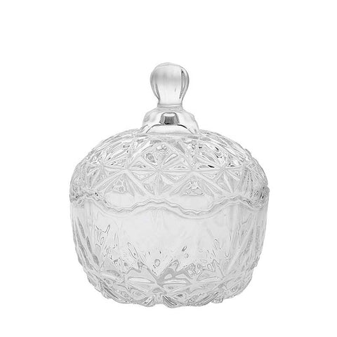 scatola tonda in vetro con coperchio