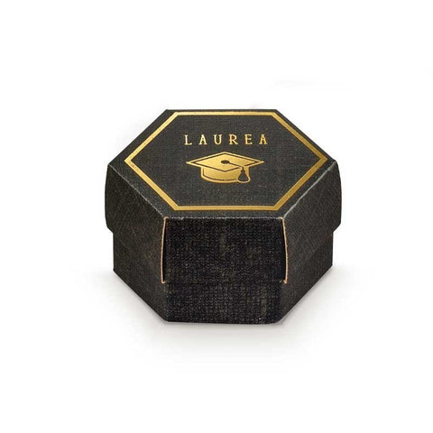 scatola portaconfetti laurea esagonale colore nero