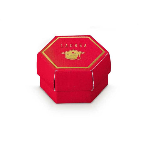 scatola portaconfetti laurea esagonale colore rosso