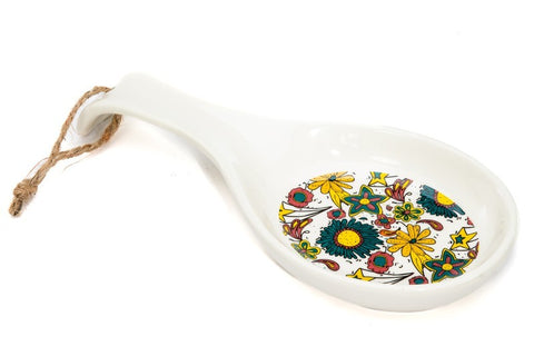 poggiamestolo ceramica con decoro floreale