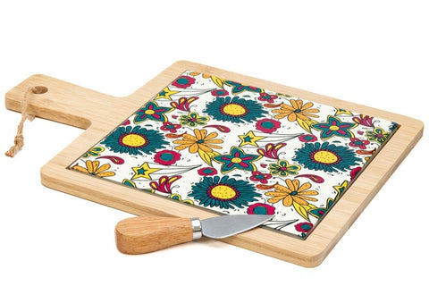 taglieri legno e ceramica decoro fiore