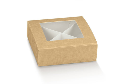 Scatoline portaconfetti in cartoncino beige e PVC trasparente