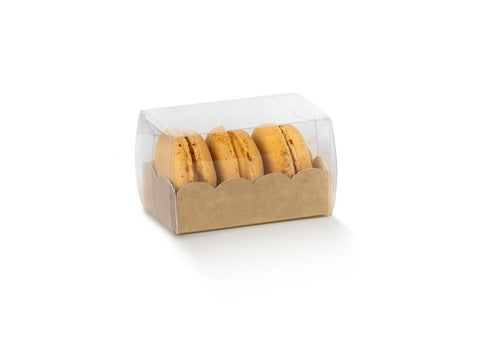 Vaschetta porta Macarons in cartoncino e pvc trasparente