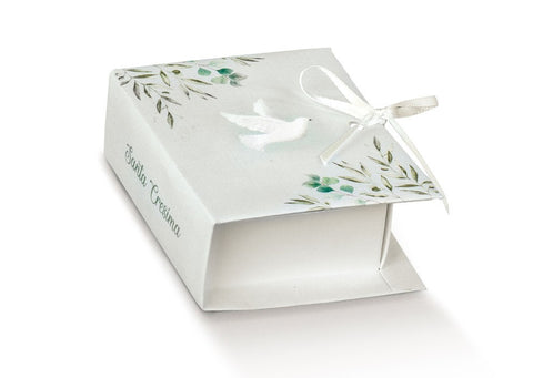 Scatoline portaconfetti libro Cresima Bianco con Colomba
