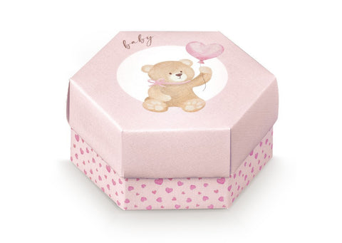 Scatoline portaconfetti esagono grande Little Bear Rosa