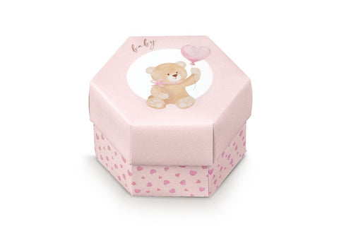 Scatoline portaconfetti esagono medio Little Bear Rosa