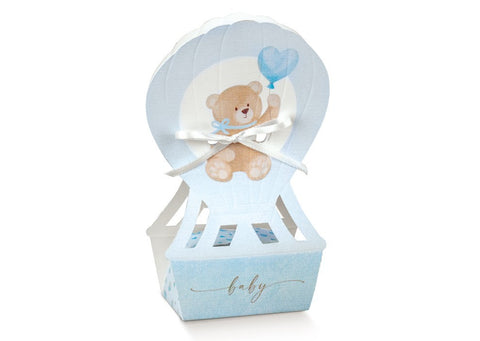 bomboniera portaconfetti a forma di mongolfiera con orsetto