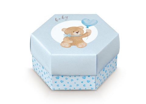 scatoline portaconfetti nascita fai da te esagono celeste con